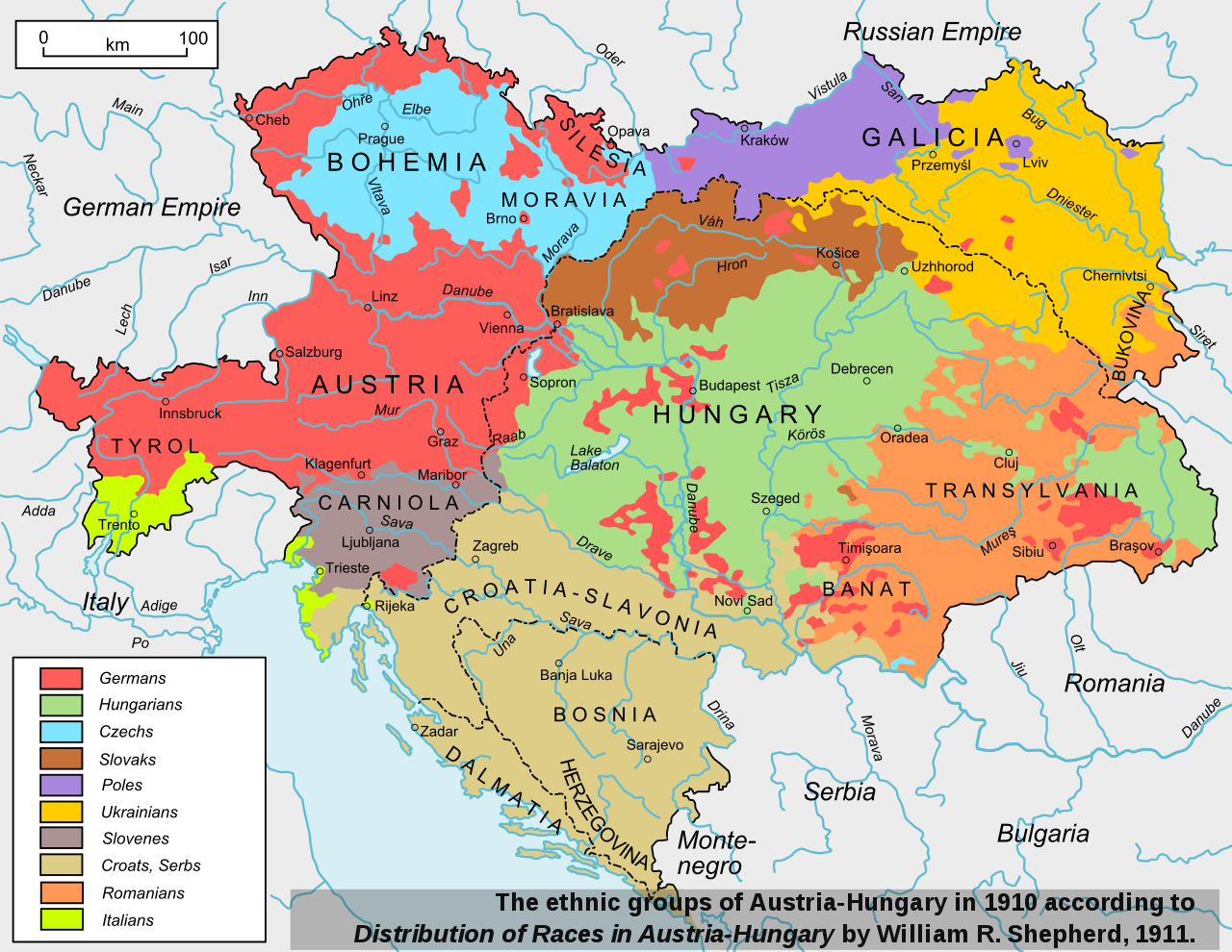 How many Germans and Hungarians lived in the Austro-Hungarian Empire before the First World War?